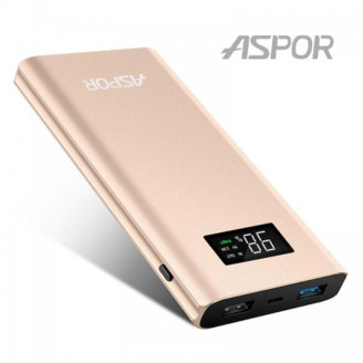 Универсальная мобильная батарея Aspor Q388 10000mAh Gold (900045)