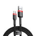 Кабель Baseus Cafule USB-USB-C, 2A, 3м Black/Red (CATKLF-U91)