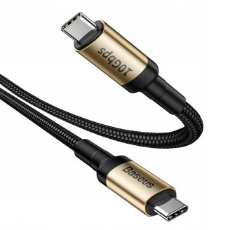 Кабель Baseus Cafule USB-C-USB-C, PD, 5A, 20V, 100W, 1м Black/Gold (CATKLF-SV1)