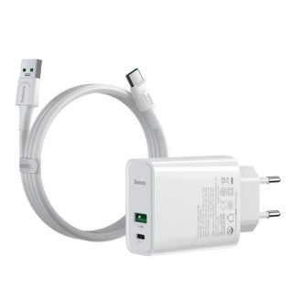 Сетевое зарядное устройство Baseus Speed PPS (2USB, 5A) 30W White (TZCCFS-H02) + кабель USB-C