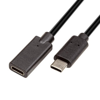 Кабель PowerPlant (CA912582) USB Type-C(M)-USB Type-C(F), 3А, 1.5м, Black