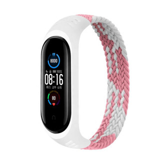 Ремешок BeCover Elastic Nylon Style для Xiaomi Mi Smart Band 5/Mi Smart Band 6 Size L Pink/White (706164)