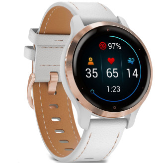 Смарт-часы Garmin Venu 2S Rose Gold + White Leather (010-02429-23)