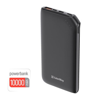 Универсальная мобильная батарея ColorWay Soft Touch 10000mAh Black (CW-PB100LPE3BK-PD)