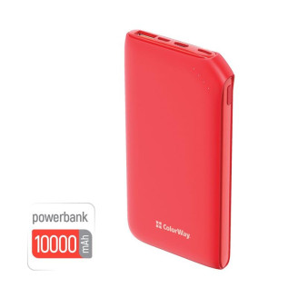 Универсальная мобильная батарея ColorWay Soft Touch 10000mAh Red (CW-PB100LPE3RD-PD)