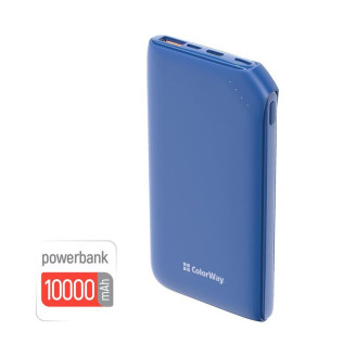 Универсальная мобильная батарея ColorWay Soft Touch 10000mAh Blue (CW-PB100LPE3BL-PD)