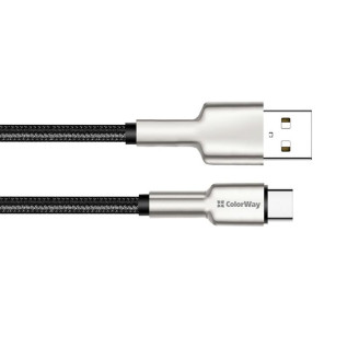 Кабель ColorWay USB - USB Type-C (M/M), metal head, 2.4 А, 1 м, Black (CW-CBUC046-BK)