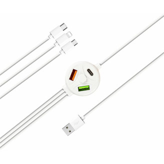 Кабель XoKo SC-3300 USB-Lightning/MicroUSB/USB Type-C, 1.2м White (SC-3300WT)