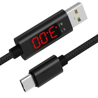 Кабель XoKo USB-USB Type-C, 1.5м Black с измерителем тока (SC-150a)