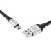 Кабель REAL-EL Premium Leather USB - USB Type-C (M/M), 1 м, Black (EL123500049)