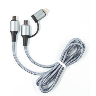 Кабель Dengos USB-C-USB Type-C/Lightning 1м Grey (NTK-TC-TCL-GREY)