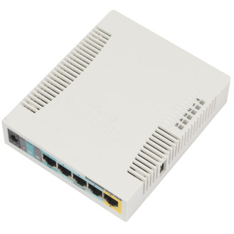 Беспроводной маршрутизатор MikroTik RB951Ui-2HND (N300, 600MHz/128Mb, 5х100Мбит, 1хUSB, 1000mW, PoE in, PoE out, антенна 2,5 дБи)