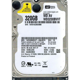 Накопитель HDD 2.5 SATA  320GB WD 5400rpm 8MB (WD3200BVVT) Refurbished