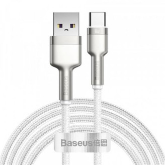 Кабель Baseus Cafule Metal 66W USB-USB-C, 1м, White (CAKF000102)