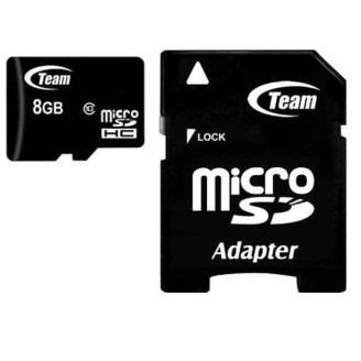 Карта памяти MicroSDHC   8GB Class 10 Team + SD-adapter (TUSDH8GCL1003)