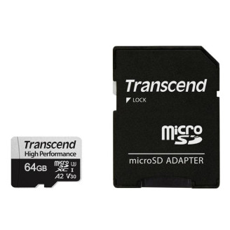 Карта памяти MicroSDXC  64GB UHS-I/U3 Class 10 Transcend 330S R100/W60MB/s + SD-адаптер (TS64GUSD330S)