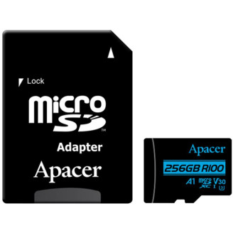 Карта памяти MicroSDXC 256GB UHS-I/U3 Class 10 Apacer (AP256GMCSX10U7-R) + SD адаптер