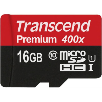 Карта памяти MicroSDHC  16GB UHS-I Class 10 Transcend Premium 400x (TS16GUSDCU1)