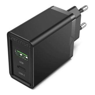 Сетевое зарядное устройство Vention USB Type C + QC4.0 (20W) Black (FADB0-EU)