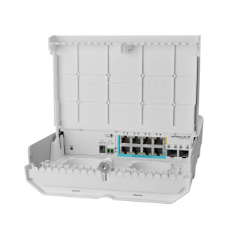 Коммутатор MikroTik netPower Lite 7R (CSS610-1GI-7R-2S+OUT) (внешний, 7xGE PoE reverse, 1xGE PoE out, 2xSFP+, PSU:PoE-IN/ DC jack/2-pin, IP54, без БП)