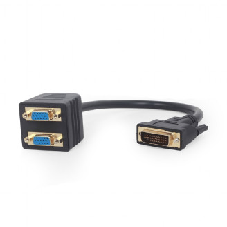 Разветвитель Cablexpert DVI - 2хVGA (M/F), 0.3 м, Black (A-DVI-2VGA-01)