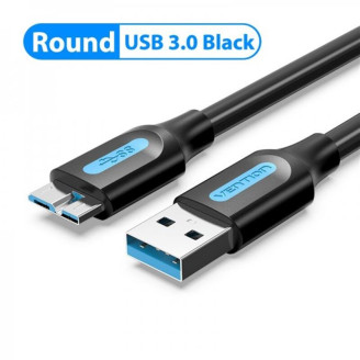 Кабель Vention USB-MicroUSB-B PVC Round nickel-plated, 0.25m Black (COPBC)