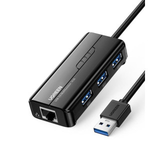 Концентратор USB 3.0 Ugreen 3xUSB 3.0 + RJ45 1000M Ethernet, Black (20265)