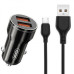 Автомобильное зарядное устройство XO CC48 Smart Metal (2USB, 2.4A) Black (XO-CC48m-BK) + кабель microUSB