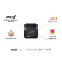 Wi-Fi Mesh система Asus ROG Rapture GT6 2pk Black (90IG07F0-MU9A10) (WiFi6, AX10000, Broadcom, 1x2.5GE WAN, 3xGE LAN, 1xUSB 3.2, AiMesh, антенны: 9)