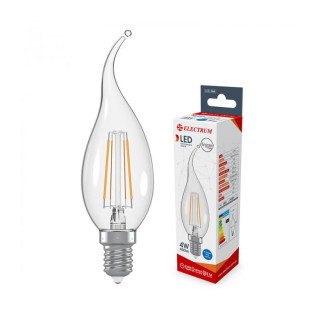 Лампа светодиодная свеча на ветру ретро Electrum Filament 4W E14 4000K (A-LC-1368)