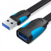 Удлинитель Vention Flat USB - USB (M/F), 1.5 м, Black (VAS-A13-B150)