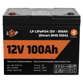 Аккумуляторная батарея LogicPower 12V 100 AH (1280Wh) для ИБП (Smart BMS 100А) LiFePO4