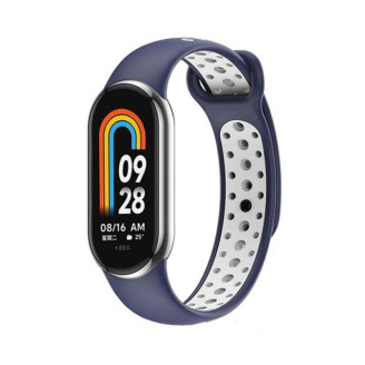 Ремешок BeCover Vents Style для Xiaomi Mi Smart Band 8 Blue-White (709419)