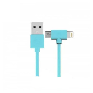 Кабель WK WDC-008 Axe USB - Lightning + micro USB (M/M), 1 м, Blue (6970349287308)
