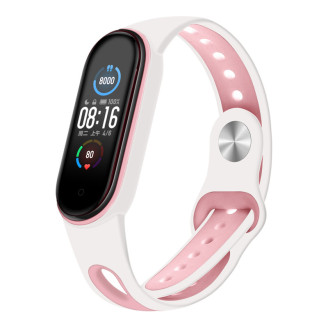 Ремешок BeCover Sport Style для Xiaomi Mi Smart Band 5/Mi Smart Band 6/Mi Smart Band 7 White-Pink (705174)