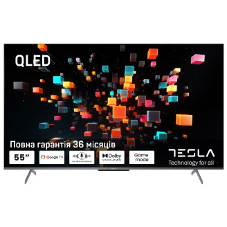 Телевизор Tesla Q55S935GUS/ со Smart TV/ 2 х 10 Вт/ wi-fi/ bluetooth/ Google TV/ черный/ 55/ 4K UHD (3840x2160)/ 60 Гц/ поддержка hdr