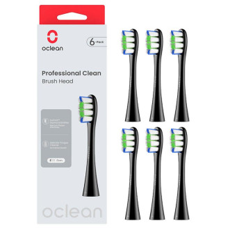 Насадка для зубной электрощетки Oclean P1C5 B06 Professional Clean Brush Head Black (6 шт) (6970810553864)