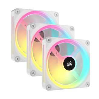 Вентилятор Corsair iCUE Link QX120 RGB PWM PC Fans Starter Kit with iCUE Link System Hub White (CO-9051006-WW), 120x120x25мм, 6-pin, белый