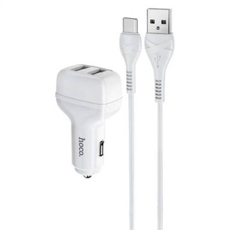 Автомобильное зарядное устройство Hoco N5 (2USB 2.4А) White (S23139) + кабель Lightning