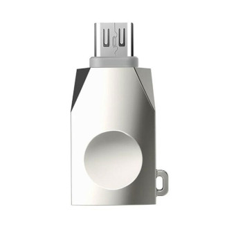 Адаптер Hoco UA10 USB V 3.0 - micro USB (F/M), Silver (UA10S)