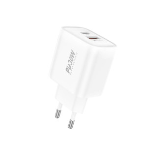 Сетевое зарядное устройство Foneng EU52-CH PD 30W (1xUSB, 1xType-C) White