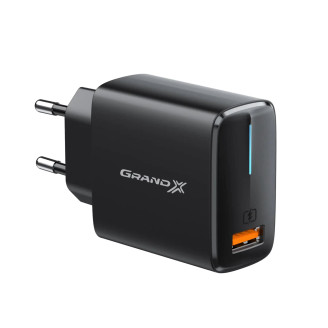 Сетевое зарядное устройство Grand-X Quick Charge 3.0 (1xUSB 1.5-3A) Black (CH-550B)