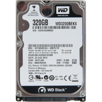 Накопитель HDD 2.5 SATA  320Gb WD, 16Mb, 7200rpm, Black (WD3200BEKX)