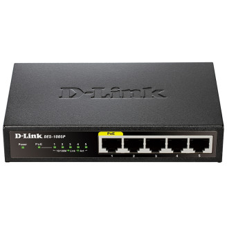 Коммутатор D-Link DES-1005P (4хFE PoE 802.3af/802.3at, 1xFE, Max 60W)