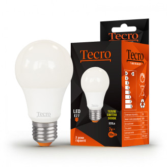 Лампа светодиодная Tecro 7W E27 3000K (T-A60-7W-3K-E27)