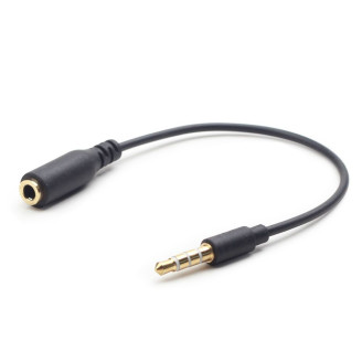 Аудио-кабель Gembird CCA-419 3.5 мм - 3.5 мм (M/F), кроссовер контактов GND и MIC, 0.18 м, черный