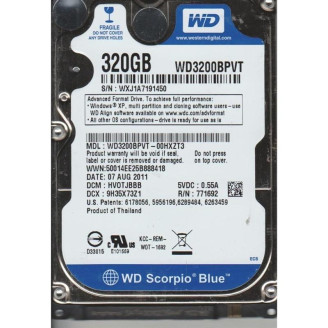 Накопитель HDD 2.5 SATA  320GB WD Blue 5400rpm 8MB (WD3200BPVT) гар. 12 мес. Refurbished