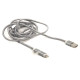 Кабель PowerPlant Quick Charge 2A 2-в-1 cotton USB 2.0 AM – Lightning/Micro, 2м, Grey (CA910496)