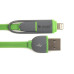 Кабель PowerPlant Quick Charge Flat USB2.0-MicroUSB-Lightning, 2м Green (CA910502)