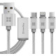 Кабель ColorWay USB-Lightning-MicroUSB-USB Type-C, 1м Grey (CW-CBU3002-GR)